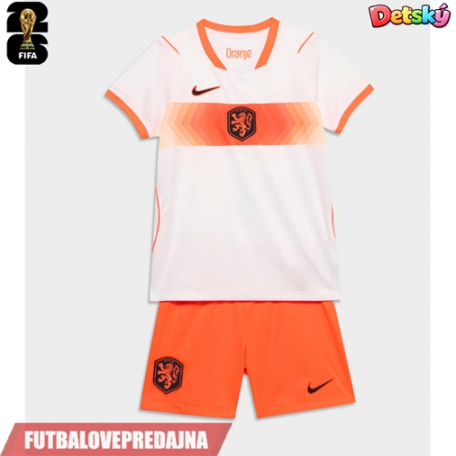 Lacne Dětský Futbalové dres Holandsko MS 2026 Krátky Rukáv - Preč (+ trenírky)